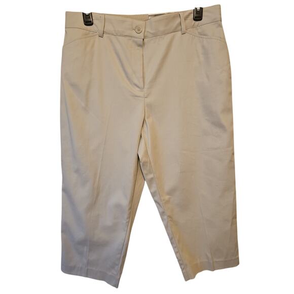 KIM ROGERS Size 14 Beige Capri Pants No Gap Waistband - Picture 1 of 9